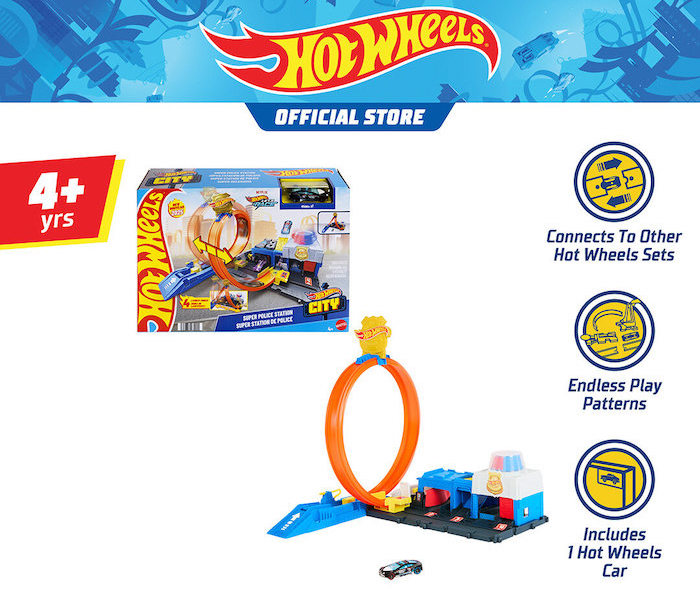hotwheels city town super police station fun playset car vehicle toys 警察局赛车玩具